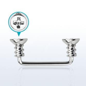 sudscw2 316l steel 90 surface barbell w two cross screw tops