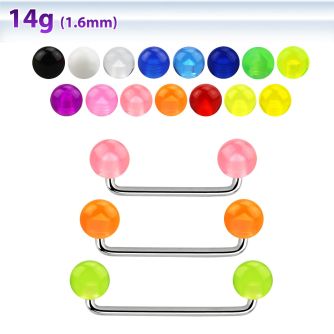 sudvb6 90 316l steel surface barbell w 6mm acrylic uv balls