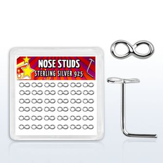 sxvfn36 caja display 36 piercing nariz l plata 0 6mm infinito plata lisa al por mayor