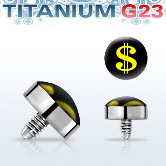 talg6 microdermal titanio g23 disco 4mm logo dolar amarillo rosca interna base microdermal 2mm 2 5mm mayorista