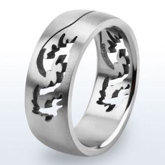 tir10 titanium g23 ring with cut out dragon design
