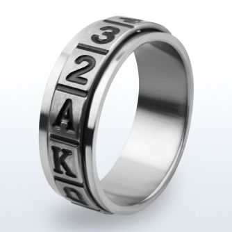 tir11 titanium g23 spinner ring with numbers and letters