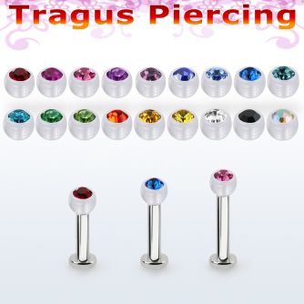 tlbajb3 labret tragus acero 316l base redonda 2 5mm tragus piercing 3mm bola bio flexible cristal bisel al por mayor