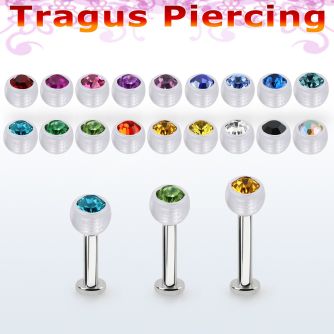 tlbajb4s labret tragus acero 316l base redonda 2 5mm tragus piercing bola 4mm bio flexible cristal bisel mayorista