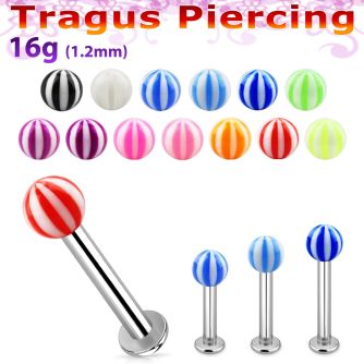 tlbbeb3 labret tragus acero 316l base redonda 2 5mm tragus piercing pelota playa acrilico uv 3mm mayorista