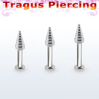 tlbcn4c labret tragus acero 316l base redonda 2 5mm tragus piercing cono 4mm perforado al por mayor