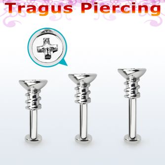 tlbescw2 labret tragus acero 316l base redonda 2 5mm tragus piercing tornillo estrella venta