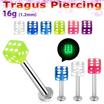 tlbgld4s labret tragus acero 316l base redonda 2 5mm tragus piercing dado 4mm acrilico brilla oscuridad venta