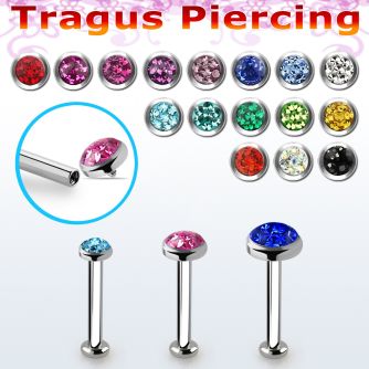 tlbifrc steel internal tragus labret w flat multi crystal top