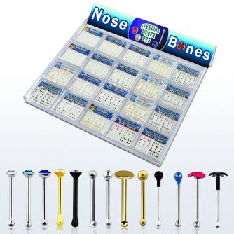 tranb3 display piercing nariz plata piercing nariz hueso plata 18 kts cristal pegado cristal bola lisa corazon estrella mayorista