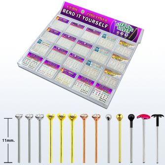trany2 tray w 1040 pcs of silver bend it nose studs w cz tops