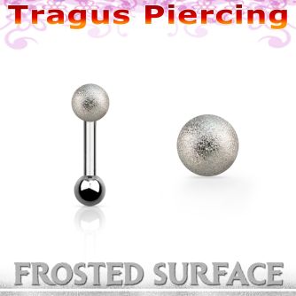 trg35 316l steel tragus piercing w 4mm frosted steel top ball