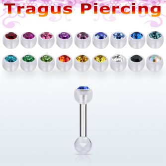 trg36 barbell tragus acero quirurgico bola bio flex 3mm bola acrilica 3mm distribuidor mayorista