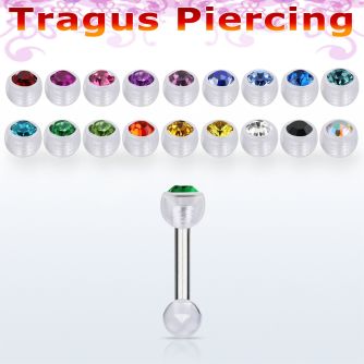 trg37 barbell tragus acero quirurgico bola bio flex 4mm bola acrilica 3mm distribuidor mayorista