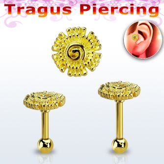 trgt39 piercing tragus acero 316l anodizado dorado flor lisa la esta oro mayorista