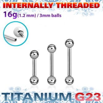 ubbebin titanium g23 eyebrow barbell 3mm internally threaded