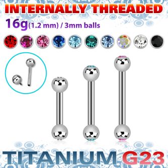 ubbejb3i titanium g23 internal barbell 3mm jewelball