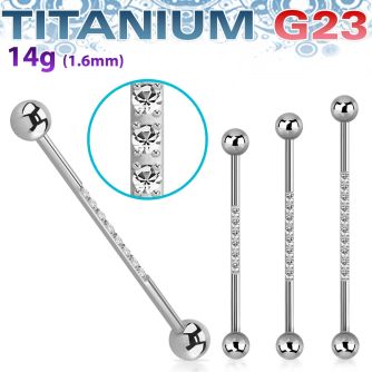 ubbindz titanium industrial barbell 14g two balls cz on