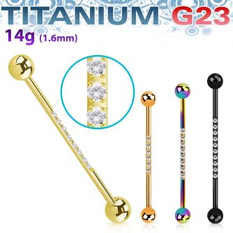 ubbindzt pvd plated titanium industrial barbell 14g cz