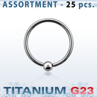 ublk106 surtido piercings 25 aros bola presion titanio g23 con bola 3mm al por mayor