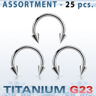 ublk23 surtido piercings 25 barbells circulares titanio g23 conos 3mm mayorista