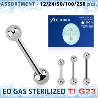 ublk481 sterilized titanium g23 eyebrow barbells with 3mm balls