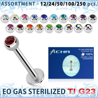 ublk485 eo gas sterilized piercing titanium g23 labret color crystal