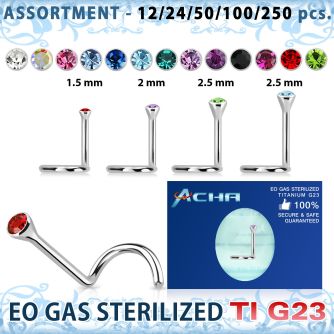 ublk490 surtido piercings surtido 250 50 piercing esterilizado piercing nariz l titanio g23 1mm cristal redondo bisel 1 5mm distribuidor mayorista