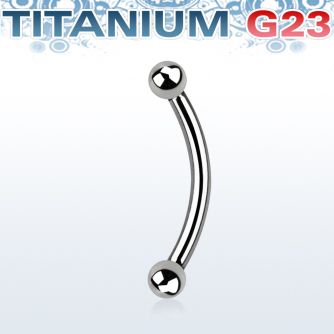 ubne25 titanium g23 banana eyebrow ring with 2 5mm balls