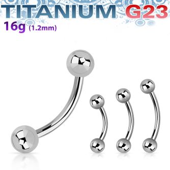 ubneb titanium g23 eyebrow banana with two 3mm balls