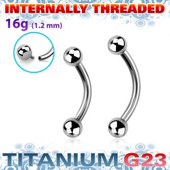 ubnebin titanium g23 eyebrow banana 3mm internally threaded