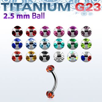 ubnemj25 titanium g23 circular barbell w 2 5mm multi jewel ball