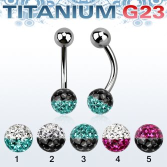 ubnfr6e piercing ombligo titanio g23 bola titanio 5mm bola 6mm multi cristal ferido colores mayorista