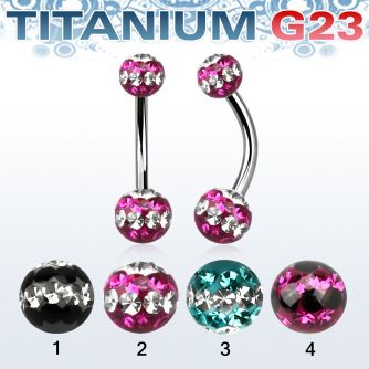ubnfrsd piercing ombligo titanio g23 bolas 5mm 6mm multi cristal ferido triple linea distribuidor mayorista