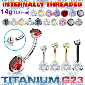 ubnzsh4 titanium g23 belly banana 14g clear cz internal