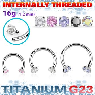 ucbin12 titanium g23 circular barbell 16g color cz internal