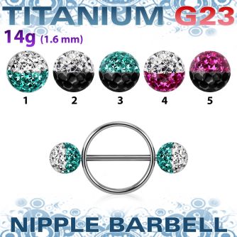 uefnpe8 nipple shield w titanium bar w 2 8mm multi crystal balls