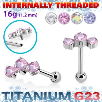 uhein19 titanium g23 barbell descending cz ball internal