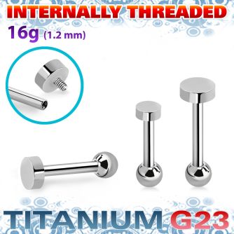uhein2 titanium g23 internally threaded barbell 3mm 4mm flat