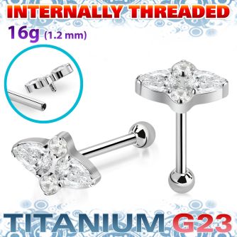 uhein31 titanium g23 barbell 16g tear cz ball internal