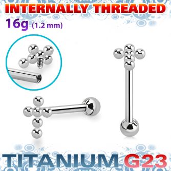 uhein50 titanium g23 barbell cross bead balls ball internal