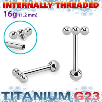 uhein53 titanium g23 barbell 16g three balls ball internal