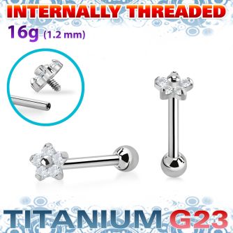 uhein54 titanium barbell 16g flower cz ball internal