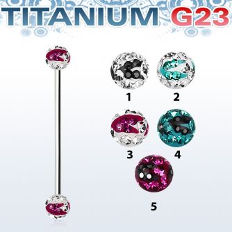 uinfr5c barbell industrial titanio g23 bolas multi cristal ferido 5mm rayas cebra distribuidor