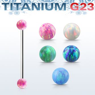 uinop5 titanium g23 industrial barbell 5mm synthetic opal balls