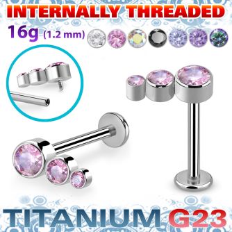 ulbin18 titanium g23 labret descending bezel cz internal