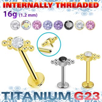 ulbin21 titanium labret six balls cluster bezel cz internal