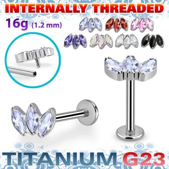 ulbin23 titanium g23 labret three prong marquise cz internal