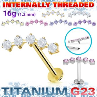 ulbin27 titanium labret five prong cz curve top internal