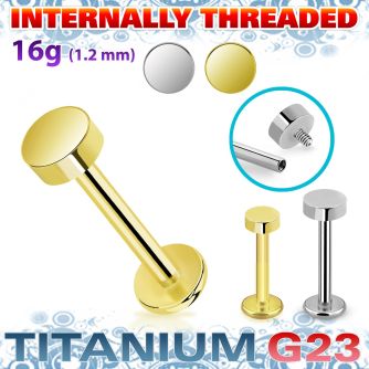 ulbin2 titanium g23 internally threaded labret 3mm 4mm flat